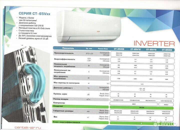 Сплит -система 24 новая centek CT-65V24