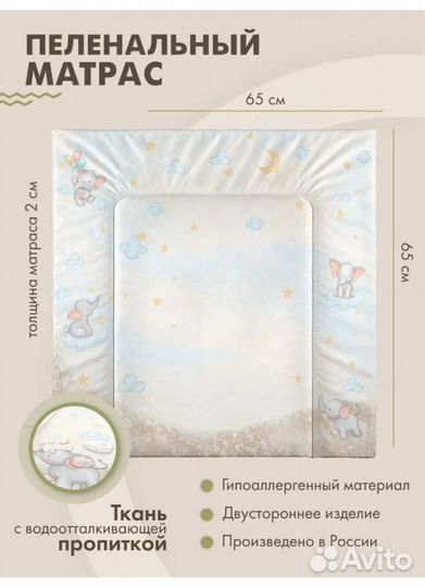 Матрас для пеленального комода 65*65 непромокаемый