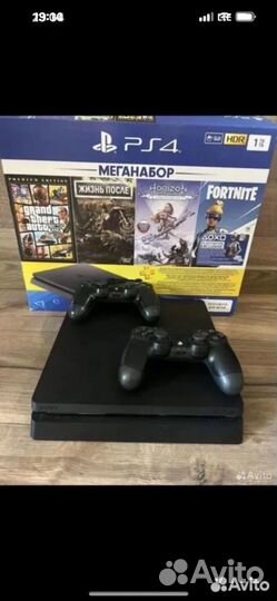 Sony playstation 4 slim 1tb+26игр+2геймпада