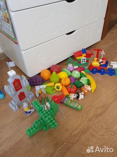 Развивающие игрушки, конструктор, овощи, микрофон