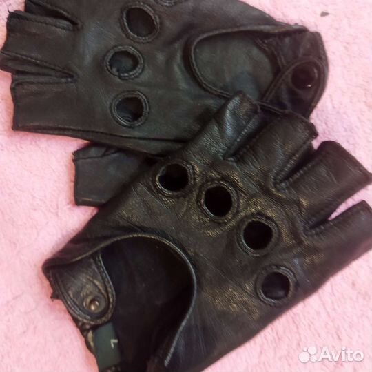 Перчатки без пальцев женские, кожаные