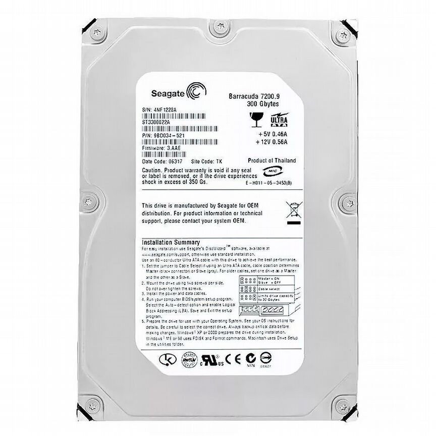 [ST3300822A] Жесткий Диск Seagate 9bd034 300gb St3300822a