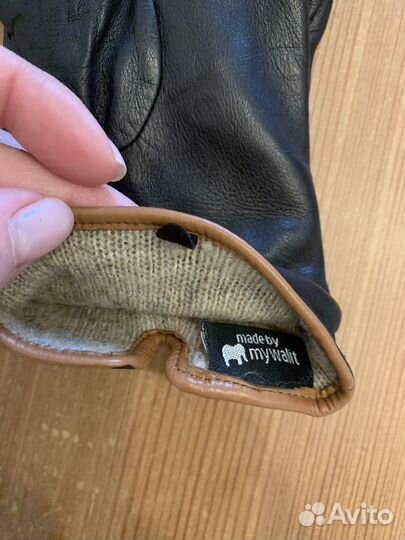 Перчатки кожа утепленные черно-коричневые