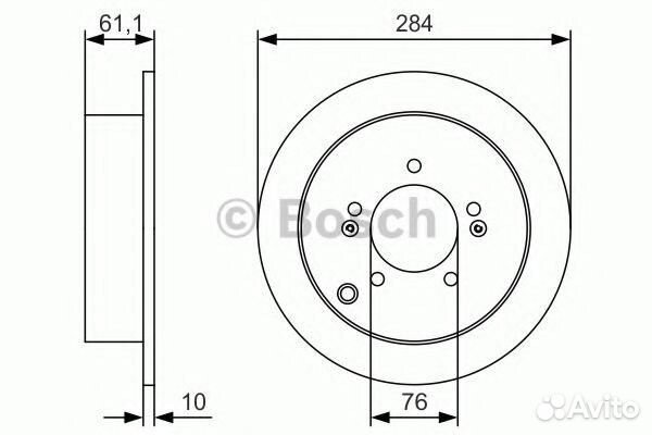 Диск торм. зад.284x10 5 отв