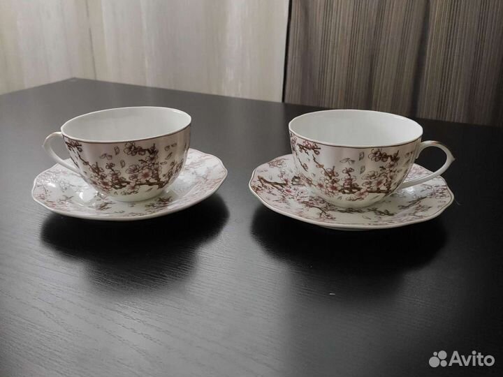 Чайная пара, набор из 4 предм. Фарфор. Новый