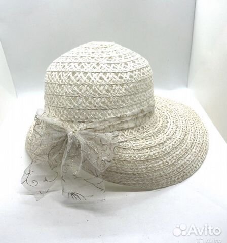 Пляжная шляпа от солнца плетеная с бантом женская