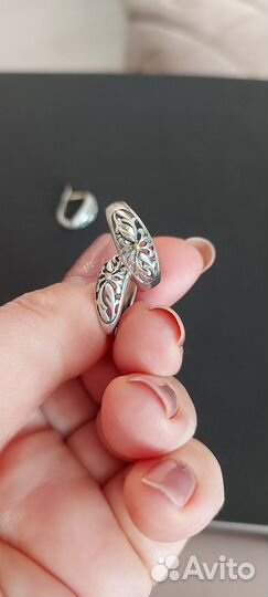 Серьги+кольцо серебро