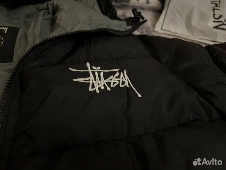 Пуховик с капюшоном stussy