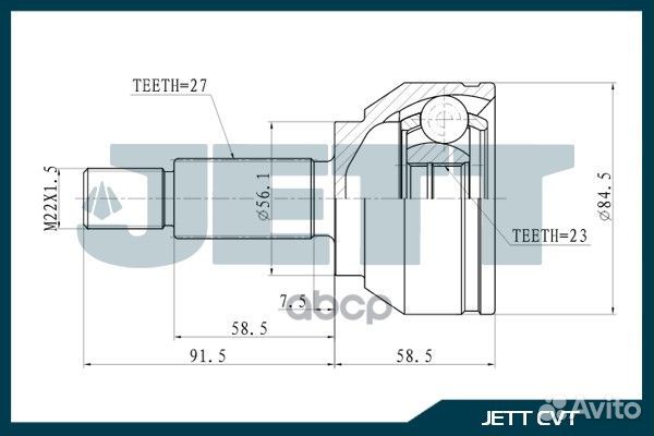 ШРУС внешний jett V43-8007 188-00350 V43-8007 jett