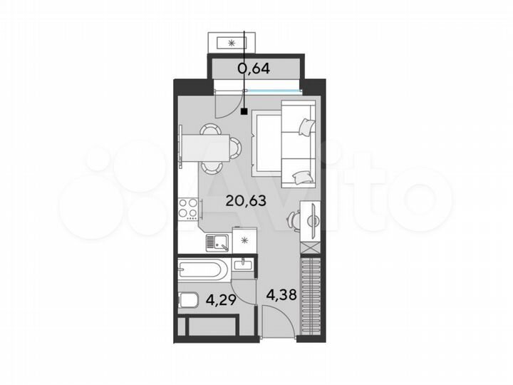 Квартира-студия, 29,9 м², 19/25 эт.