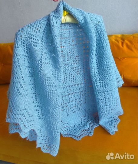 Шаль из козьего пуха+овечья шерсть 140*140см