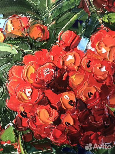 Картина маслом. Ветка рябины. 40х30