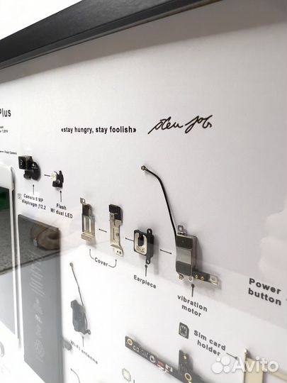 Картина разобранный iPhone 6 в рамке инсталляция