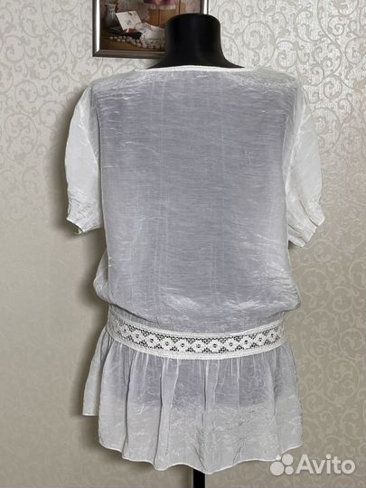 Новая блузка бохо, 48, с кружевом и декором