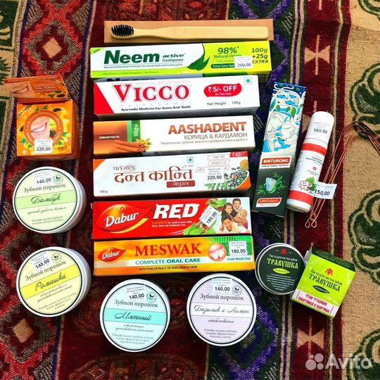 Зубные пасты Red Dabur, Dant Kanti, Vicco (Индия)