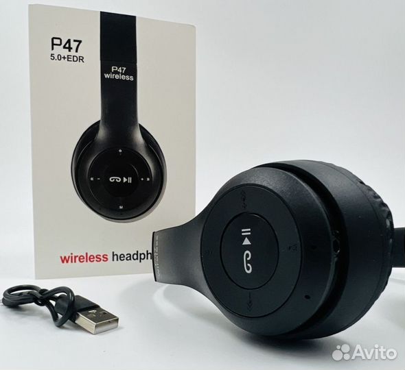 Беспроводные наушники P47 с микрофоном и радио