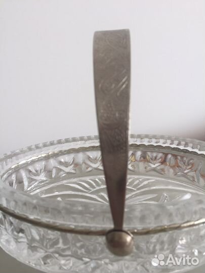 Конфетница хрусталь с мельхиором