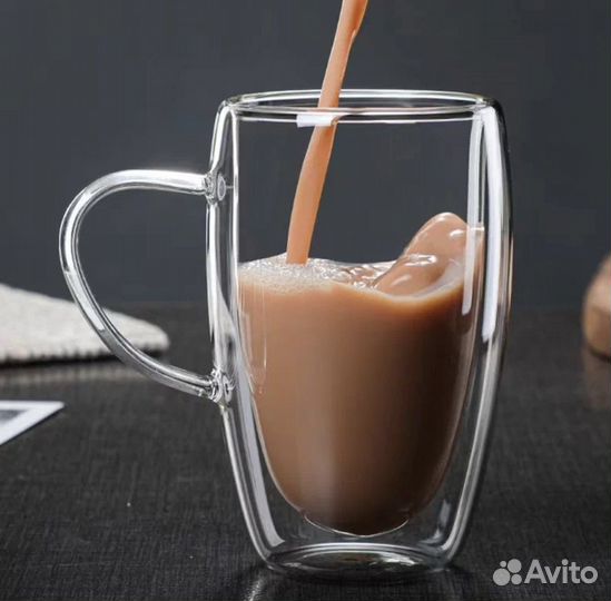 Новый набор кружек с двойным стеклом 500 мл