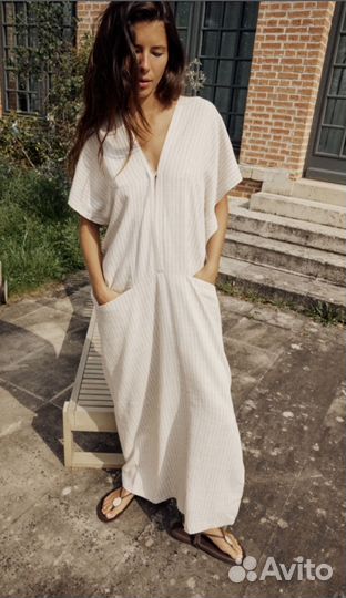 Роскошное льняное платье Zara оригинал M новое