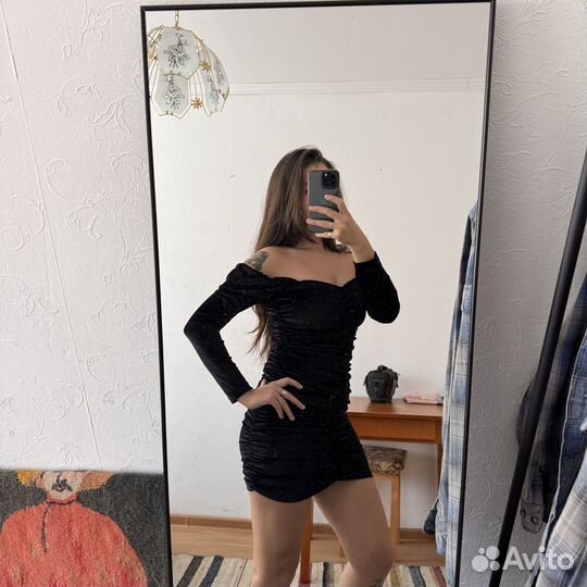 Платье вечернее короткое черное мини