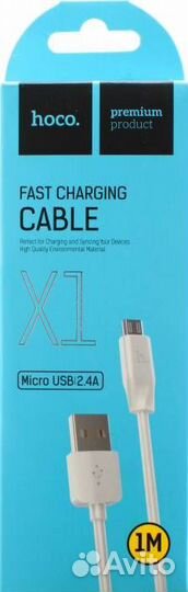 Кабель micro USB hoco X1, 2А, Белый, 1м