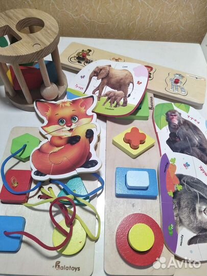 Сортеры деревянные, пазлы