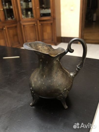 Антикварный молочник сливочник серебро