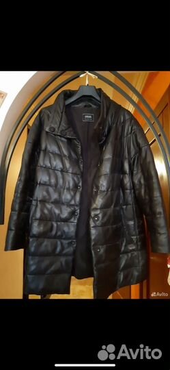 Пуховик кожаный женский 48 50
