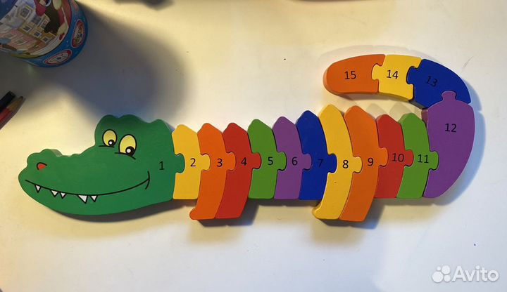 Крокодил деревянный пазл развивающая игрушка