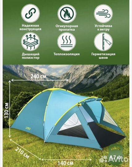 Палатка кемпинговая трёхместная новая