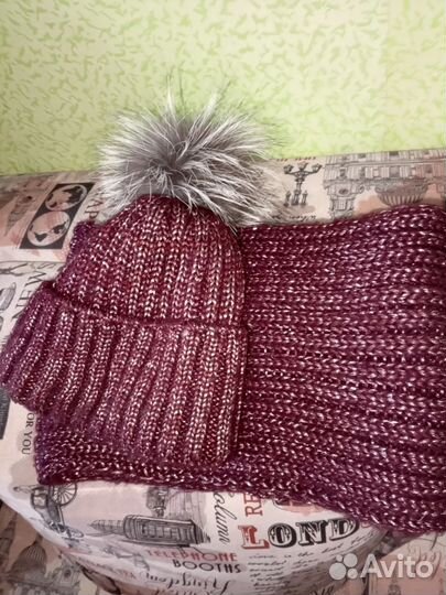 Зимняя шапка и снуд женский