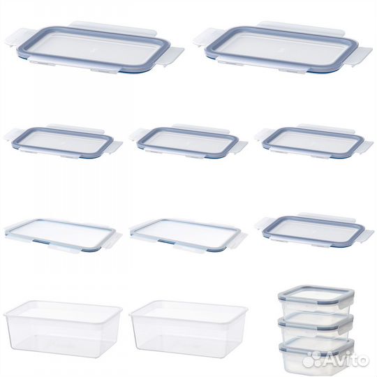 Контейнер 5,2 л 2 шт, 750 мл 3 шт, 6 пласт крышек