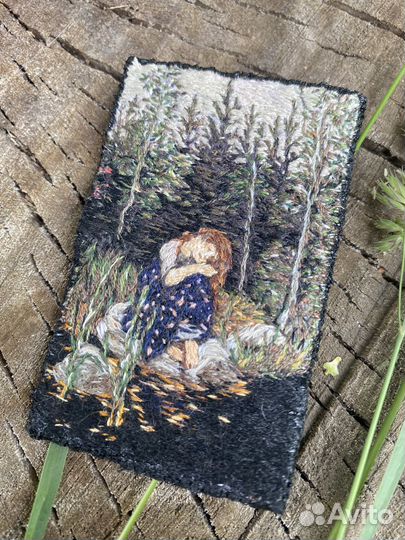 Вышивка гладью. Картина Васнецов.Брошь