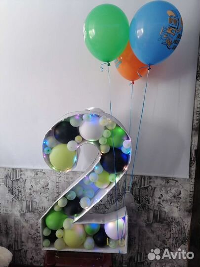 Каркасная цифра 2 на день рождения ребёнку