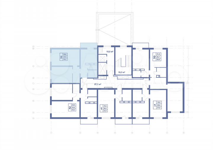 2-к. квартира, 56,5 м², 7/17 эт.