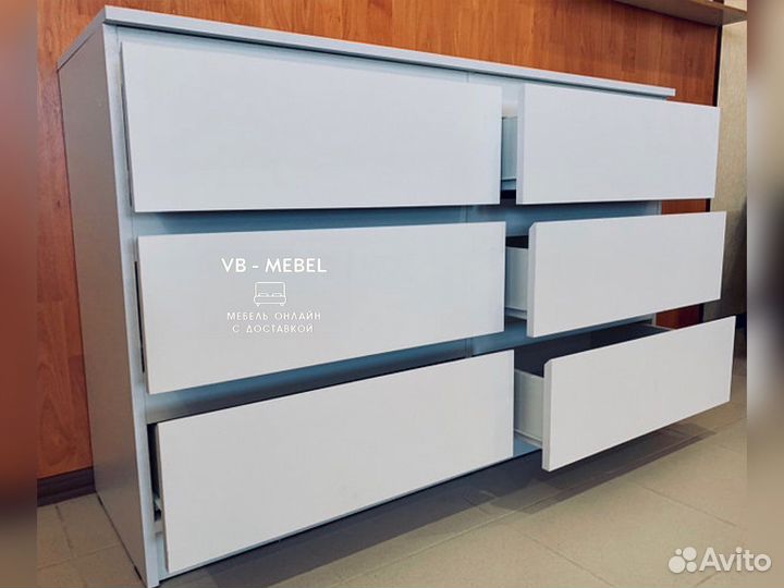 Комод белый 6 ящиков