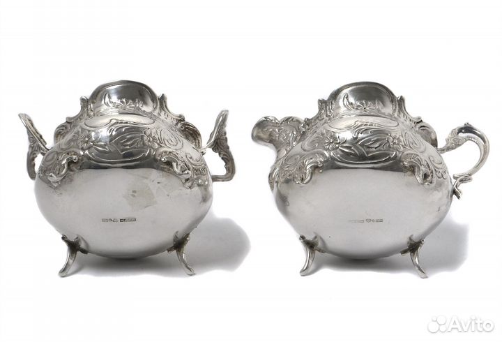 Серебряные сахарница и молочник. Швеция, 1962 год