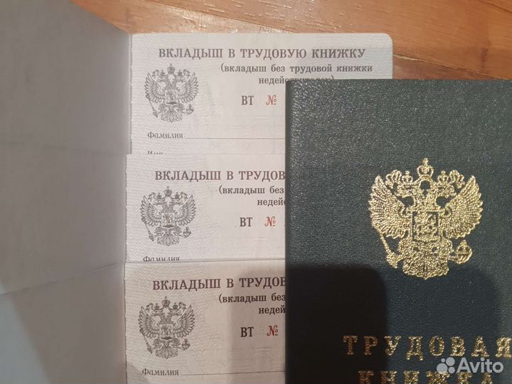 Трудовая книжка и вкладыш