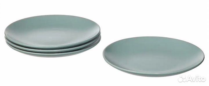 IKEA Fargklar 4 шт набор тарелок 20 см бирюзовые