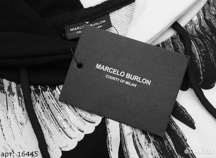 Худи marcelo burlon Черное Белое