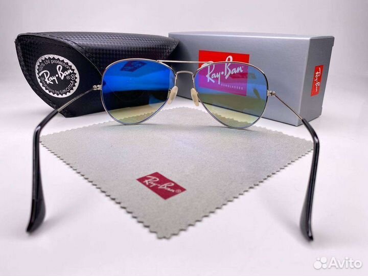 Очки Ray Ban Aviator Лазурное Silver Стекло