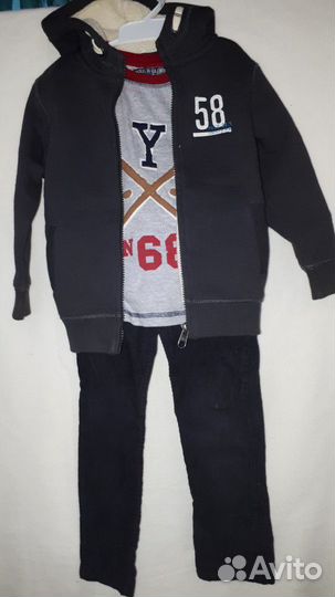 Пакет. Толстовка нм утеплен., вельвет. джинсы 98см