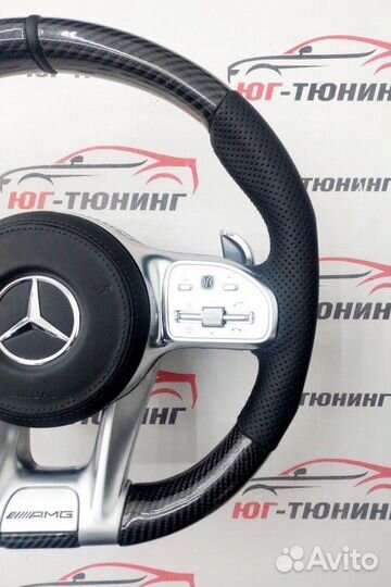 Руль Mercedes 63 AMG карбон с подушкой