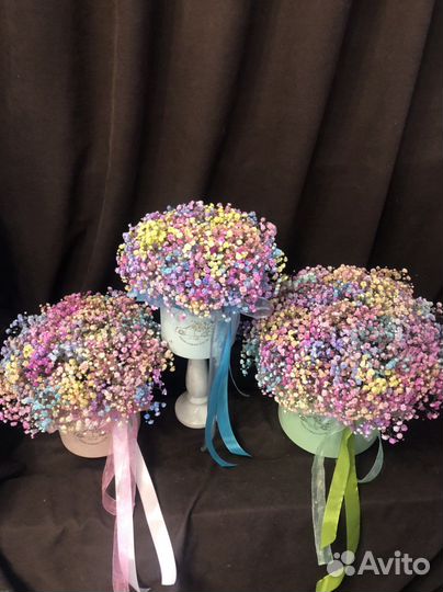 Букет из гипсофилы в коробке