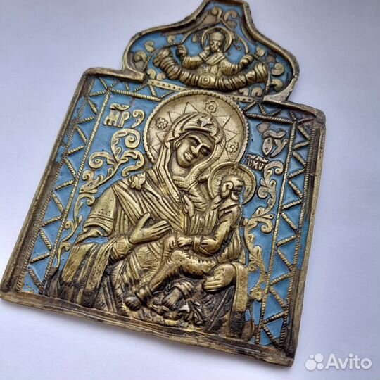 Плакетка 19 век Владимирская Богородица литье