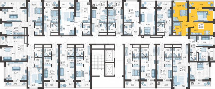 2-к. квартира, 48,4 м², 11/19 эт.