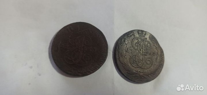 5 копеек 1763 года спм, два вида, перечеканы