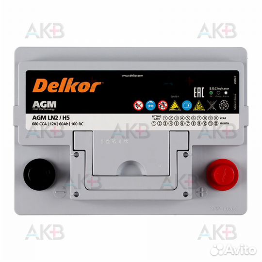 Аккумулятор автомобильный Delkor AGM 60 Ач 680A (2