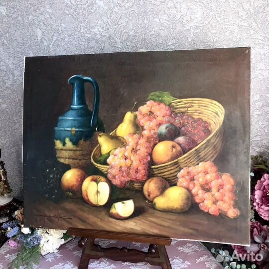 Картина Натюрморт, масло, холст, винтаж, Испания