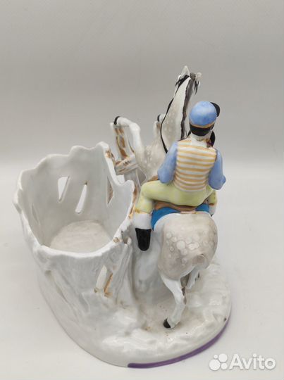 Карандашница салфетница фарфор Жокей высота 17